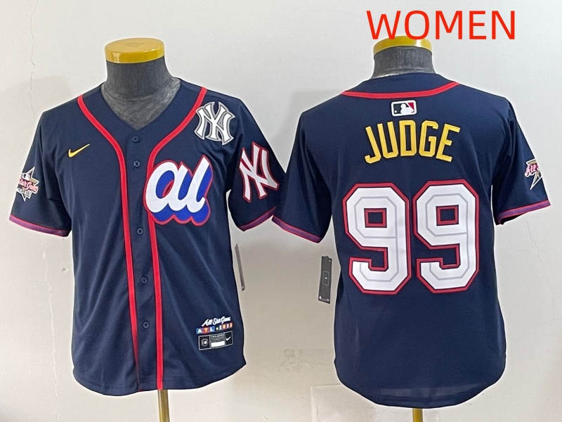 Women 2025 New York Yankees 99 Judge Drak Blue All star Blank Blue Nike MLB Jersey style 8